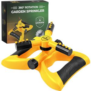 Joeys Sprinkler for Yard, Rotating Garden Sprinkler for Large Area Coverage, Lawn and Yard Sprinklers (Yellow)