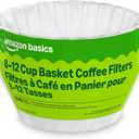 Amazon Basics Basket Coffee Filters for 8-12 Cup Coffee Makers, White, 200 Count
