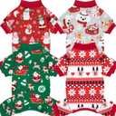 XPUDAC 4 Pack Christmas Dog Pajamas Soft Puppy Outfits for Dogs Pet Clothes Pjs Doggie Bodysuit Cat Christmas Apparel, Red Green, L (Large(Chest-18" Back-14" Neck-10.6"))
