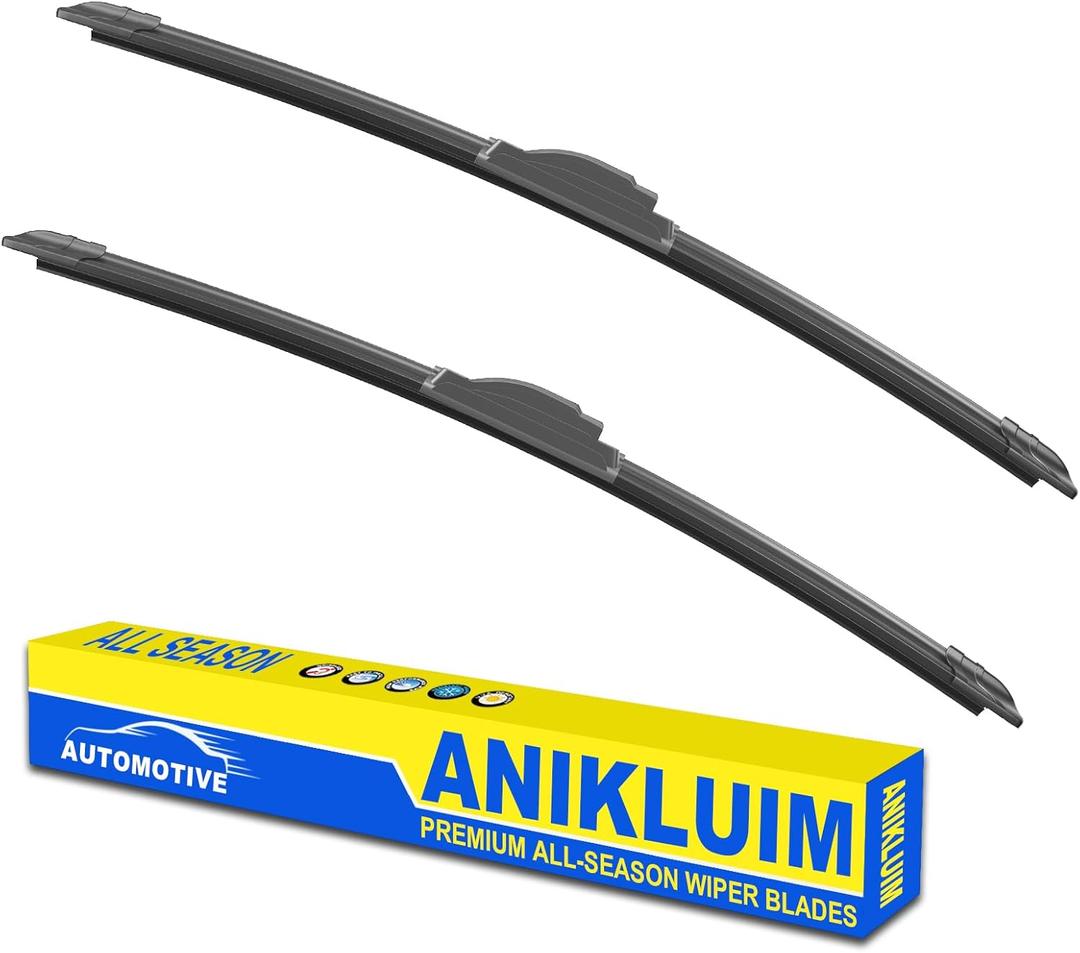 OEM Quality 24" + 19" Premium All-Seasons Durable Stable and Quiet Windshield Wiper Blades-J Hook Wipers(Set of 2)