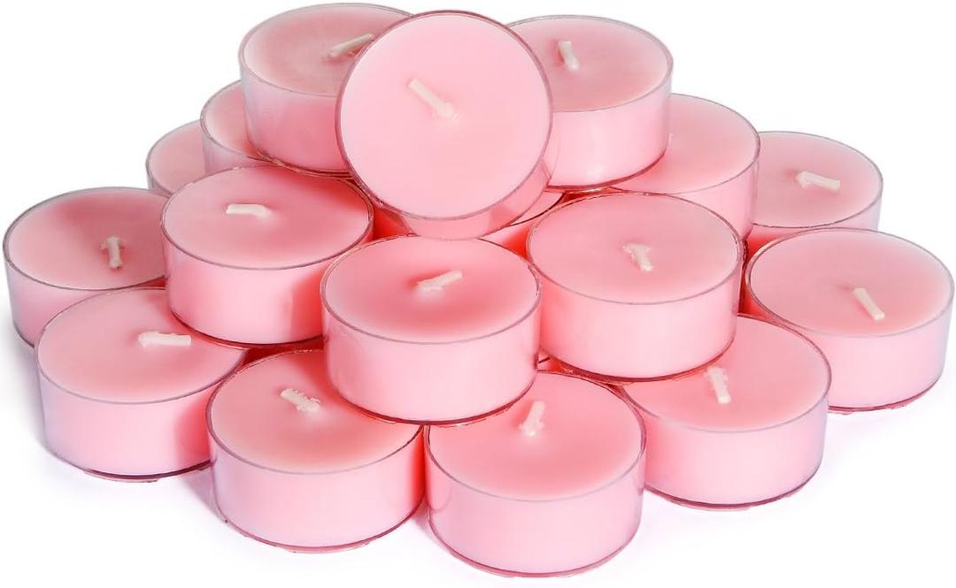 DEYBBY Natural Rose Scented Soy Wax Tealight Candles Bulk, Aromatherapy Luxury Tea Candle Set of 24-4 Hour Burning Great Gift