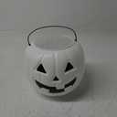 Halloween Pumpkin Treat Pail, White, 8", Trick or Treat Decoration (White)