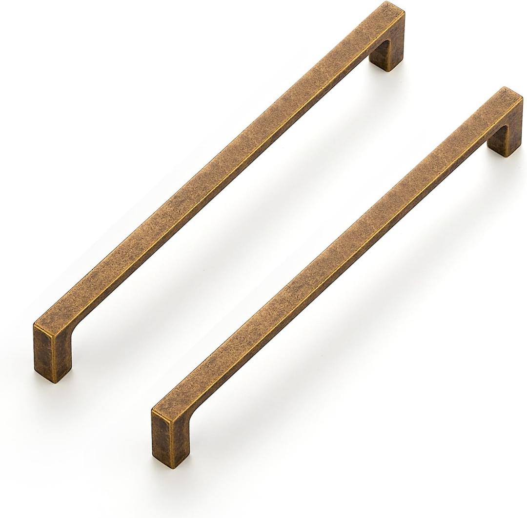 Ravinte 10 Pack Solid 7-1/2 Inch Kitchen Square Cabinet Handles Antique Brass Pulls Drawer Pulls Kitchen Cabinet Hardware Handles