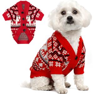 Dog Christmas Sweater Classic Pattern Dog Christmas Outfit Soft Warm Knitted Pet Clothes Cold Weather Puppy Clothes for XL Dogs Cats