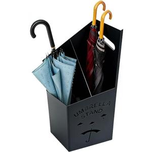 9.84" D x 7.87" W x 23.62" H Detachable Base Umbrella Stand - Elegant Raindrop Design, Water Collection Tray, Gold/Black Finish, Durable Home & Office Organizer