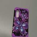 Miqala for Galaxy A36 5G/A56 5G Case,Glow in The Dark Three Layer Heavy Duty Shockproof Full Protection Hard Plastic Bumper+Soft Silicone Protective Case for Samsung Galaxy A36/A56 5G 2025,Purple (Amaranth Deep Purple)