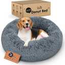 Donut Dog Bed - Premium Comfort for Anxiety Relief - Fluffy & Calming Design with Ultra-Plush Support | Cozy Round Dog Bed with Super Soft Circle Style (Dark Grey, Medium)