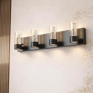 Tawson Alice Modern 4-Light Vanity Light Fixture, Integrated Led and Premium Bubble Glass, for Bathroom, Hallway, Entryway, Kitchen, Mirror, Laundry Room
