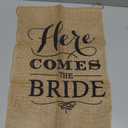 'HERE Comes The Bride' Burlap Bunting Banners for Wedding Backdrop Decoration, 1pc Flags