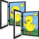 [2 Pack] Kids Art Frames, 10x12.5 Front Opening Kids Artwork Frames Changeable, Displays 8.5x11 With Mat and 10x12.5 Without Mat, Holds 50 Pcs, for 3D Picture, Crafts, Hanging Art, Portfolio Storage (Black)