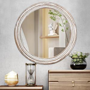30 Inch Wooden Round Wall Mirrors for Bathroom Over Sink, Rustic Farmhouse Large Circle Mirror for Entryway, Bedroom, Living Room, Hallway Decorative (Style 1)
