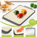 Titanium Cutting Boards for Kitchen, PTYTIFY Metal Cutting Board Non Toxic, Double Sided Chopping Board with Pure Titanium and Wheat Straw PP for Meat, Vegetables and Fruits Dishwasher Safe
