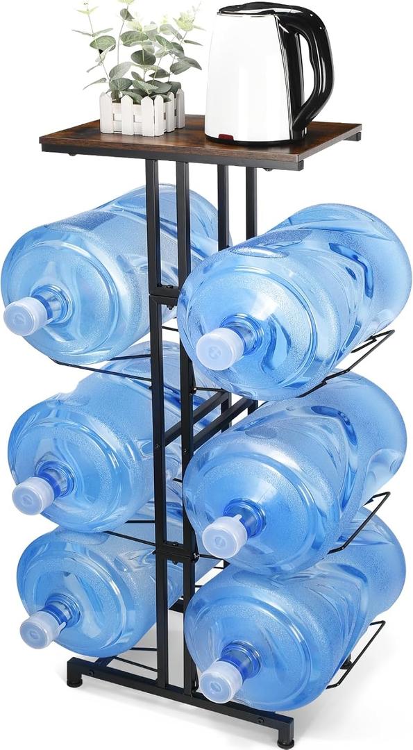 CAROD 5 Gallon Water Jug Holder, Heavy Duty Water Jug Stand with Storage Shelves, 3-Tier Foldable 5 Gallon Water Bottle Holder Water Cooler Jug Rack for Kitchen Living Room Office Gym(Only Shelf)
