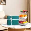 LIJINGCHEN 3 Tier Fruit Bowl for Kitchen Counter, Modern Ceramic Fruit Stand for Countertop, Home Fruit Rack with Holder, Vegetable Bowl Snacks Nuts Bread Candy Storage (Sliver)
