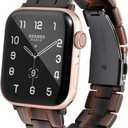 HOPO Compatible With Apple Watch Band 38mm 40mm 42mm 44mm Thin Light Resin Strap Bracelet With Stainless Steel Buckle Replacement For iWatch Series 8 7 6 5 4 3 2 1 SE (Chocolate/ Black, 38/ 40/ 41mm)