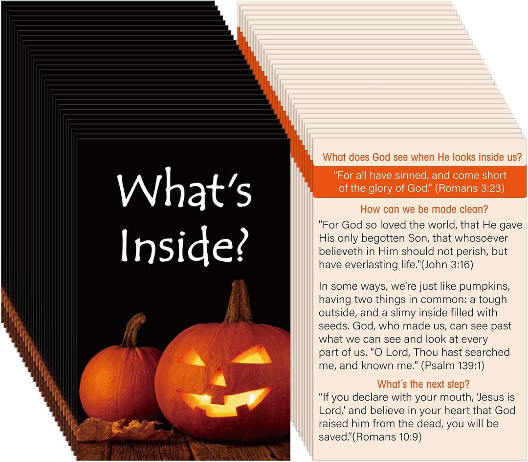 200 Pcs Halloween Gospel Tract Card Bible Verses Pumpkin Salvation Prayer Cards Religious Tracts Christian Gifts for Church Events Bible Study Supplies(What's Inside)