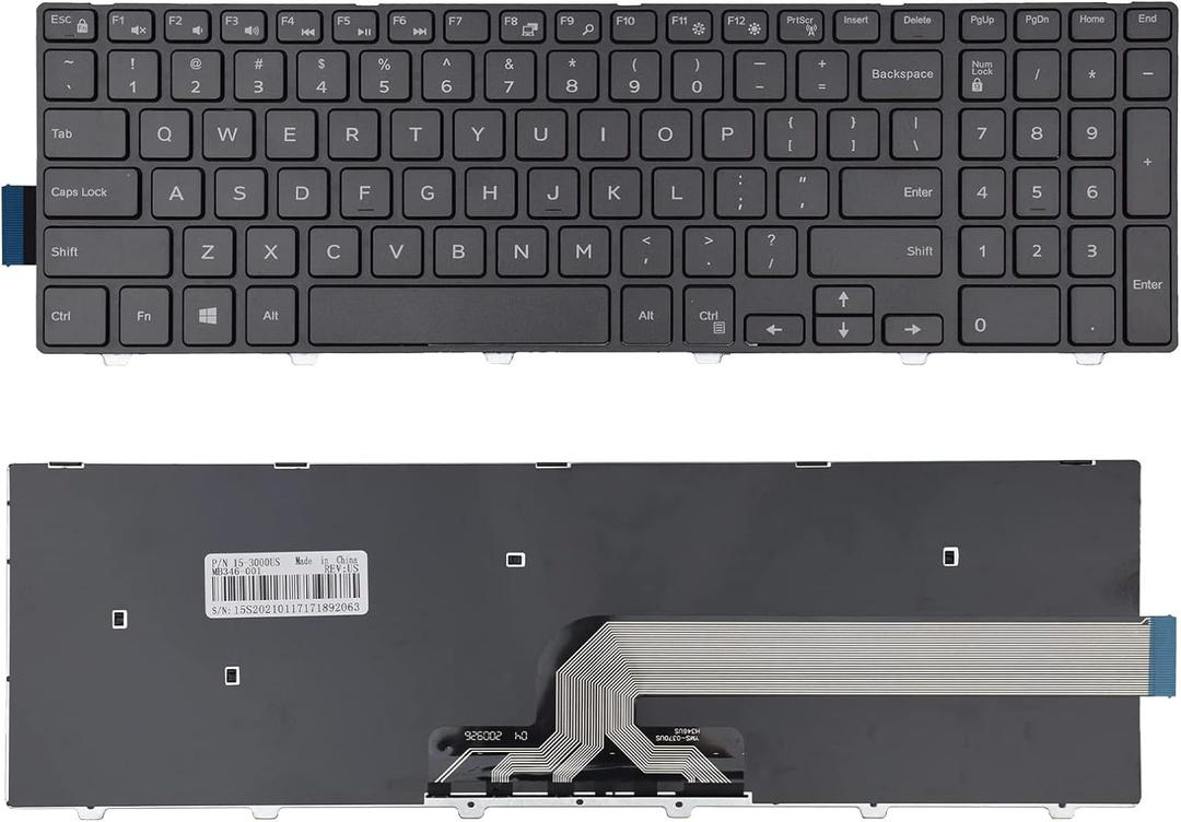 Laptop Replacement Keyboard with Frame Compatible with 15 3000 5000 3541 3542 3543 3551 3552 3558 3593 3567 5542 5545 5547 5755 5551 5558 5552 5758 5759 5559 Laptop NO Backlight