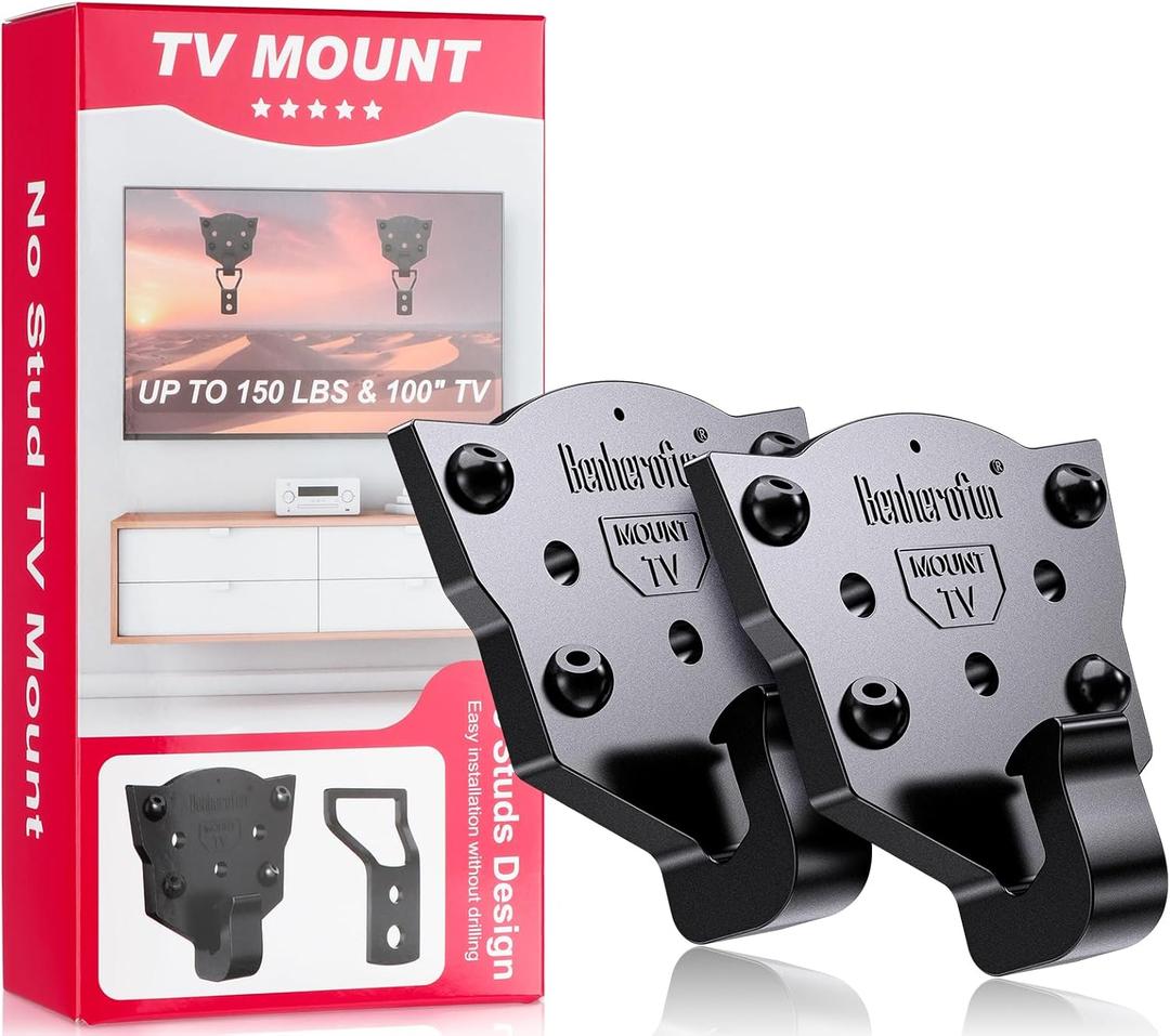 TV Wall Mount - No Drill Installation, TV Mount 150 lbs Heavy Duty Capacity for 26-100 inch TVs, Fits LED/OLED/QLED/Plasma Displays, Bolt Kit Included