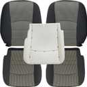 GXARTS Driver & Passenger Bottom & Top Lean Back & Driver Foam Cushion Gray Cloth Seat Covers Compatible with Dodge Ram 1500 2500 3500 4500 5500 2009 2010 2011 2012