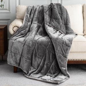 Uttermara Weighted Blanket Queen Size 25lbs 60x80 Inches, Sherpa Weighted Blankets for Adult, Soft Warm Sherpa & Cozy Fleece, Heavy Blanket for Calming and Sleep, Grey