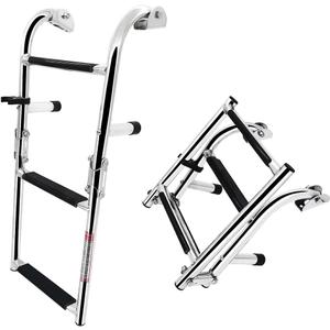 Stainless Steel Folding Boat Ladder Portable Swim Ladder Telescoping Stepladder for Marine Yacht Boat and More (7101SN25)