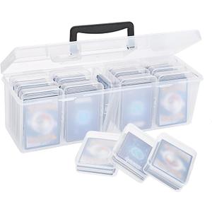 OwnMy 1+13 Plastic Trading Card Storage Box Plastic Card Storage Case Holds 900+, Large Trading Cards Organizer Box for Baseball Football Sports MTG TCG Cards