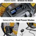 18" Brushless Cordless Floor Fan Compatible with Dewalt 20V Max Battery | 2500CFM Quiet Industrial Fan with AC Adapter, 5 Speeds 360Tilt Portable Metal Shop Fan for Garage Jobsite Camping(Tool Only), 18in