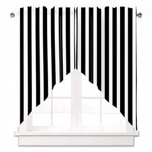 AYTTBIS Black and White Stripes Swag Curtain Valance for Windows, Geometric Window Treatments Short Swag Topper for Kitchen Windows Bathroom Bedroom,28 x 36 Inch, 1 Pair