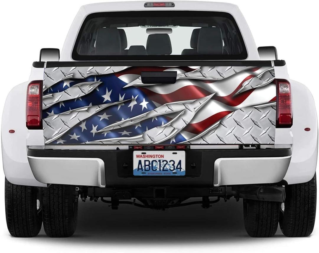 American Flag Truck Tailgate Sticker Decal Wrap Patriotic Decoration High-Definition Print Graphic Size 66"26" Suitable for Pickup Trucks Weatherproof Car Wash Safe (Xh-wmbg-0012)