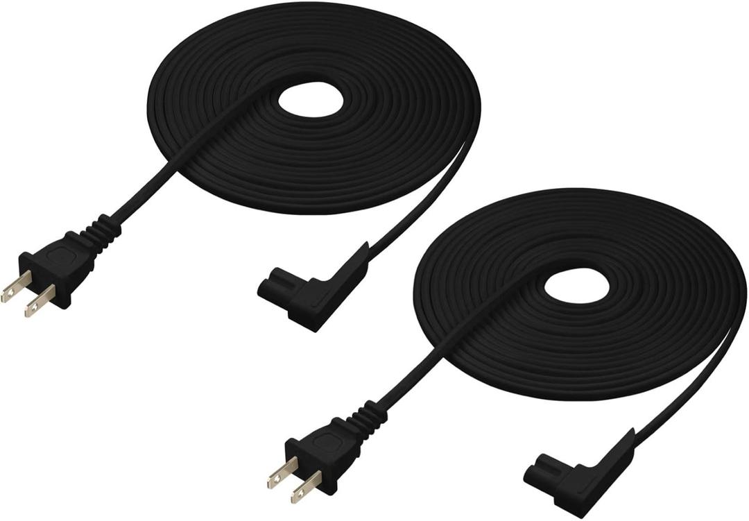 16-Foot 2-Pack Power Cord Compatible with Sonos One, Sonos One SL, Sonos Play-1 Speakers - Power Plug Cable (Extra Long, Black)