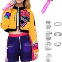 12Pcs Women Pop Singer Costume Halloween Cosplay Outfits with Accessories for Adults (Large)