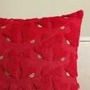 Softalker Christmas Throw Pillow Covers 18 x 18 Inch Set of 2, Xmas Winter Bell Faux Fur Cushion Covers, 3D Embroidered Pillow Cases for Couch Bedroom Living Room Decor, Red