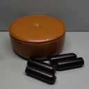 Small Foot Stool Ottoman, Round Pouf Foot Rest, Footstool Ottomans with Rubber Legs Under Desk, Faux Leather Footrest for Couch, Living Room, Bedroom, Hallway, Office, 13''L x 13''W x 10.2''H