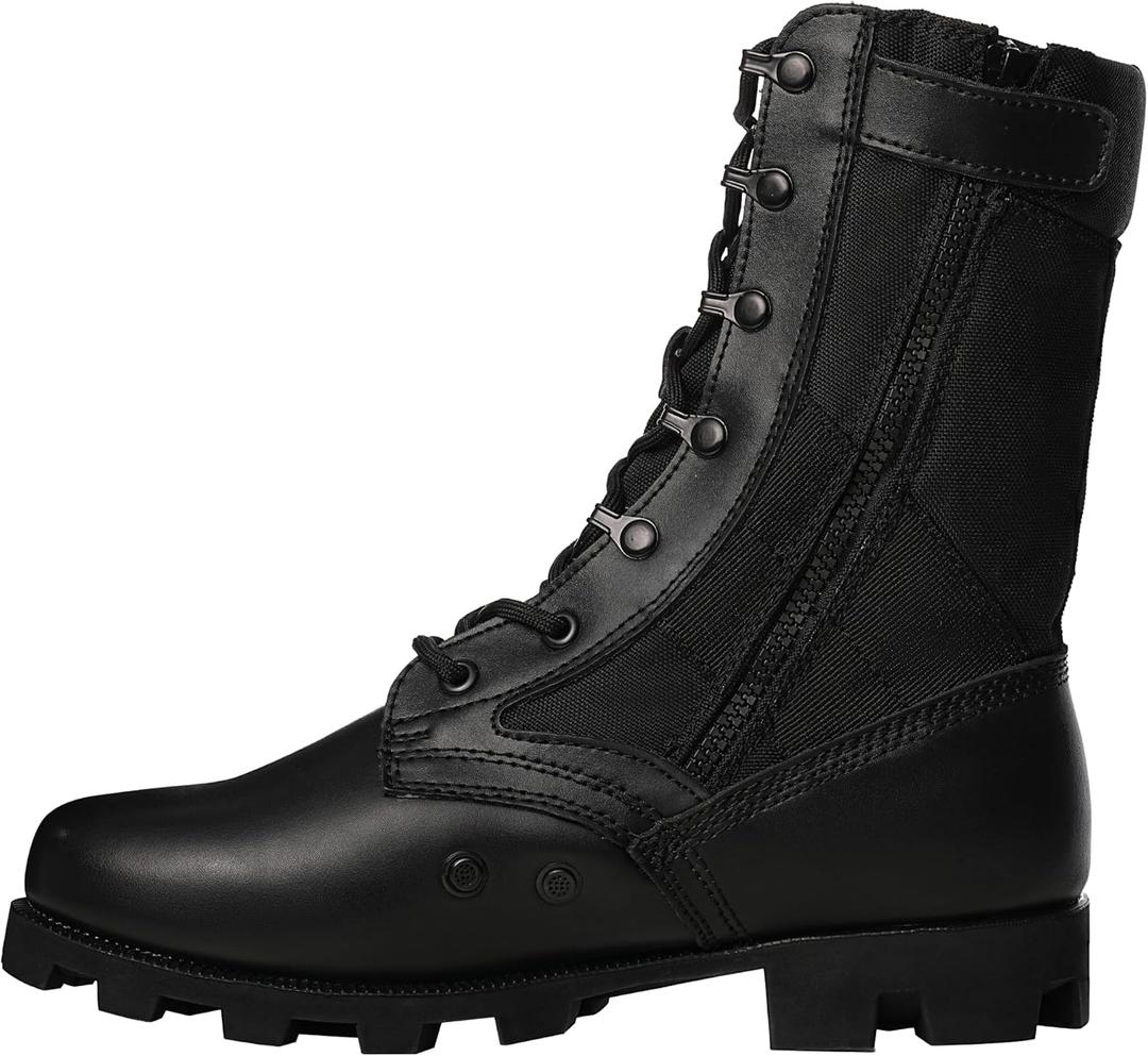 Combat Boots Men, 8" Lightweight Military Jungle Boots, Breathable Tactical Work Boot With Side Zip for Security, Patrol and Daily Wear6-8inch (10.5)
