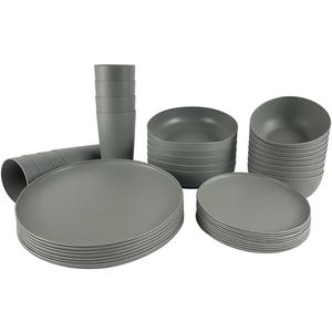 40-Piece Unbreakable Plastic Kitchen Dinnerware Set  Service for 8 | Modern Reusable Dish Set for Home, Outdoor Camping | Microwave & Dishwasher Safe, BPA-Free, Eco-Friendly