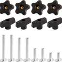 POWERTEC 71121 T Track Knob Kit w/ Threaded Knobs and 5/16-18 T Slot Bolts, 16-Piece Set, T Track Accessories for Woodworking Jigs and Fixtures