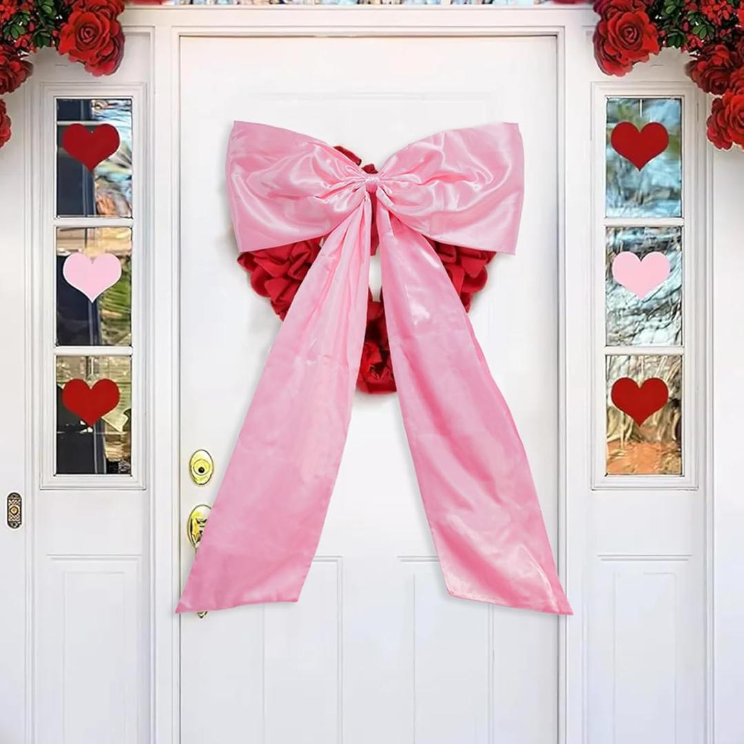 Large Pink Bow Valentines Day Decorations 24 X 36 Inch Big Valentine Bow Decor for Girls Room Galentines Day Birthday Party Baby Shower Bridal Shower Photo Backdrop Front Door Wall Decor