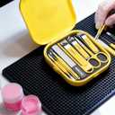 Manicure Set 8 in 1 Stainless Steel, Manicure Pedicure Grooming Kit Set, Nail Clippers Scissors Pedicure Tools Kit - Portable Travel Grooming Kit for Men and Women with Yellow Leather Case