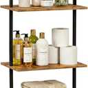 3-Tier Over the Toilet Storage Rack, Metal Wood Wall Mounted Floating Shelves for Bathroom Living Room Office, Rustic Brown