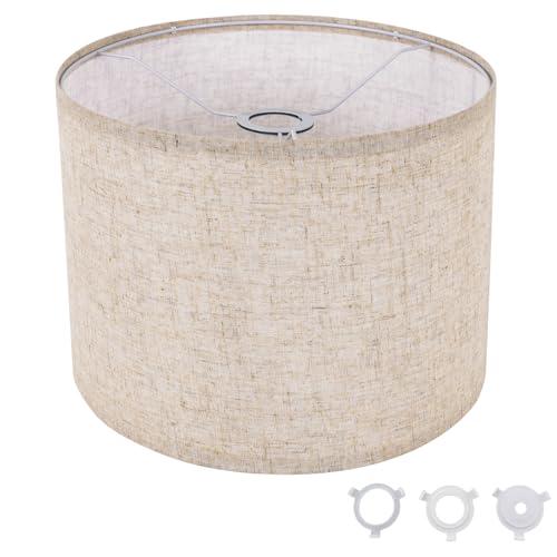 Small Lamp Shade, Beige Drum Lampshade 8.7''Top X 8.7'' Bottom X 7.9'' High, Replacement Lamp Shade Natural Linen Hand Crafted for Table Lamps Floor Lamps Chandelier Lamp, Easy Assembly Required