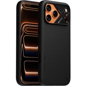 Aulumu A17 Vegan Leather CoolHyper iPhone 17 Pro Case | Camera Control | with Cooling Fins | Luxury Comfort | Compatible with MagSafe | Complete Wrap-Around - Black