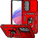Case for Galaxy A54 5G Case, Samsung A54 5G SM-A546U Case with Slide Camera Cover, Built-in 360 Rotate Ring Kickstand Magnetic Shockproof Phone Cover for Samsung Galaxy A54 5G Red