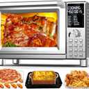 Nuwave Bravo Pro Smart Toaster Oven Countertop, True Air Fryer Combo w/Improved 100% Convection, 35% Crispier, 112 Presets, Customizable Pizza Zones, Integrated Probe, PFAS Free, 30QT, Stainless Steel
