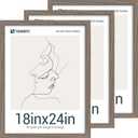 18x24 Walnut Poster Frame Set of 3 - Natural Brown, Solid Wood Picture Frame, Wall Hanging