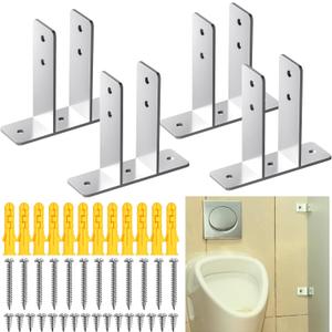 Blulu 4 Pack Urinal Screen Polished Chrome 2-Ear Urinal Screen Brackets for 1 in. Panels with Fasteners Restroom Partition Hardware for New installations or Repairs (1 Inch,Polished Chrome)