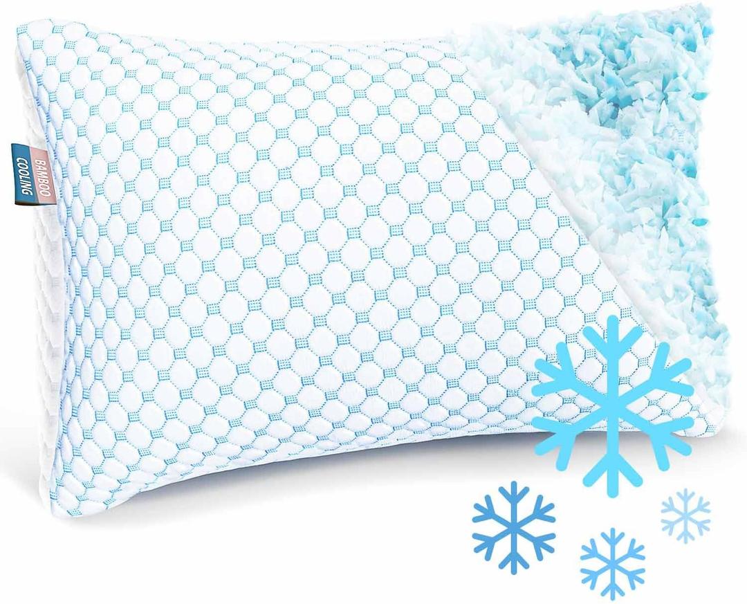 Nestl Cooling Kids Pillow for Sleeping 1 Pack, Luxury Shredded Memory Foam Pillows Kids Size, Adjustable Cold Gel Pillows for Hot Sleepers Supportive Cool Pillow for Side Back Stomach Sleepers,