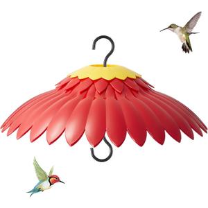 Beserie Squirrel Baffle Hummingbird Feeder Shade Cover Dome Shield Hang from Bird Feeders for Outdoors Squirrel Proof Protect Feed Red Yellow Attract Hummingbirds Moat Proof-14inch(Red)