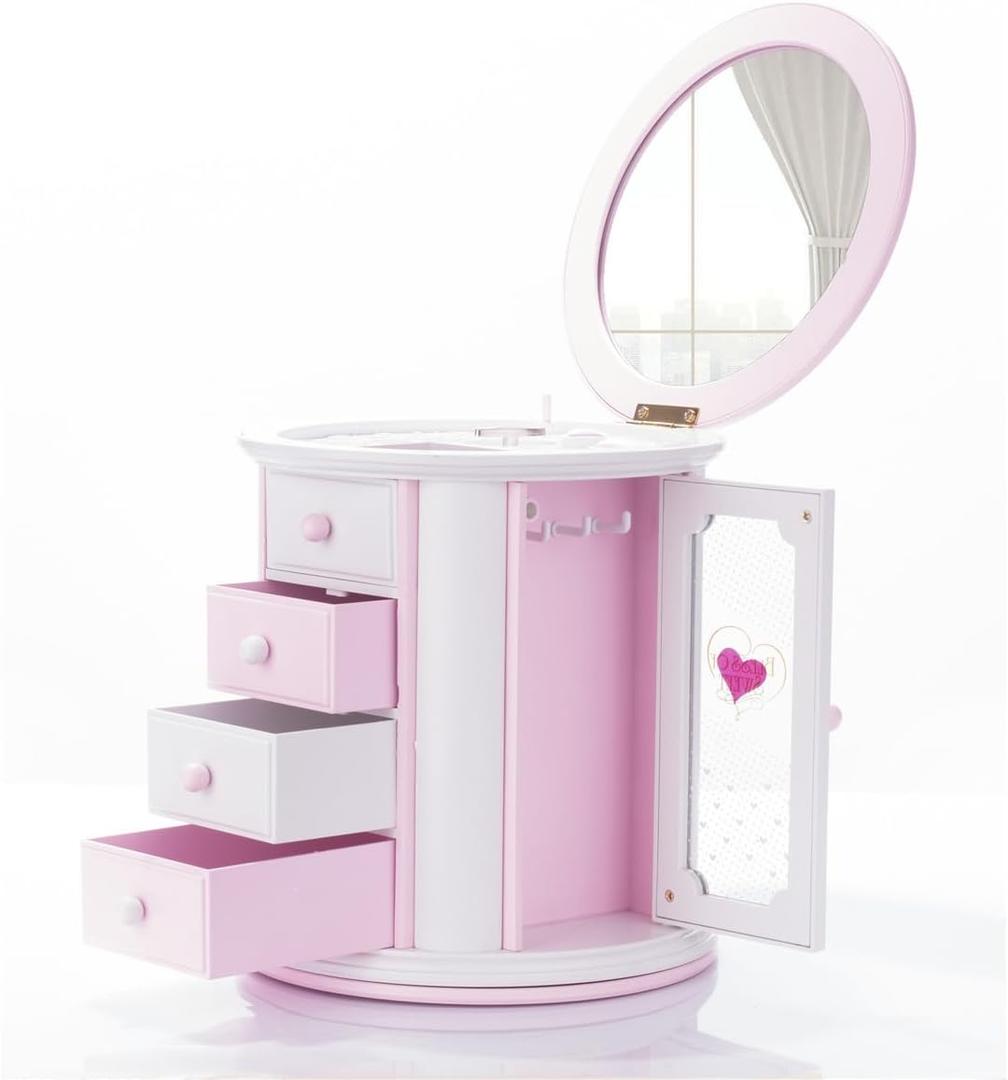 Renawe Girls Musical Jewelry Box Necklace Storage Accessories Gifts Cute Kids Jewelry Boxes for Little Girl Toddler Children Jewelry Organizer Best Girls Birthday Gift Stuff Child Music Jewelry Box