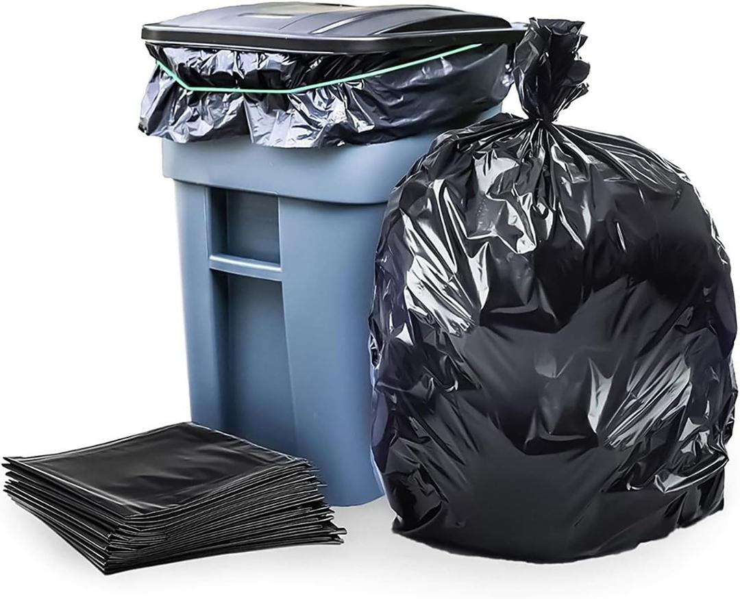 Plasticplace 95-96 Gallon Garbage Can Liners Heavy Duty 1.5 Mil Black Trash Bags Tear-Resistant Outdoor Garbage Bags for Rollaway Bins Large 61" x 68" Industrial-Strength Waste Bags (25 Count)