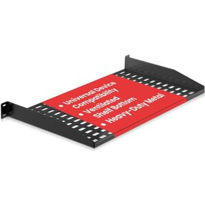 Pyle 19-Inch 1U Server, Vented Shelves for Good Air Circulation Cantilever Wall Rack, Universal Device, Cabinet Shelf, Computer Case Mounting Tray, Black (PLRSTN14U) (Single Pack)